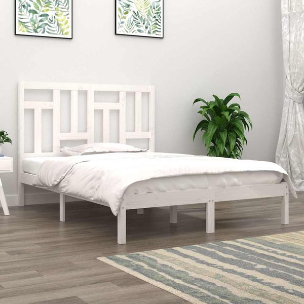 vidaXL Posteľ bez matraca biely 135x190 cm masívna borovica