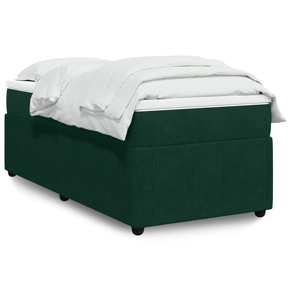 vidaXL Posteľný rám boxsping s matracom tmavozelený 100x200 cm zamat