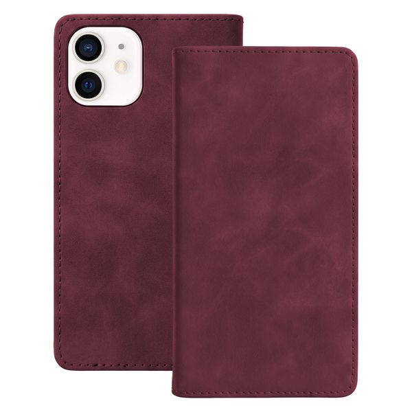 Puzdro Smart Suede pre iPhone 12 / 12 Pro bordová