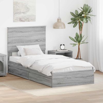 vidaXL Úložná posteľ Sivý Sonoma 75 x 190 cm Kompozitné drevo