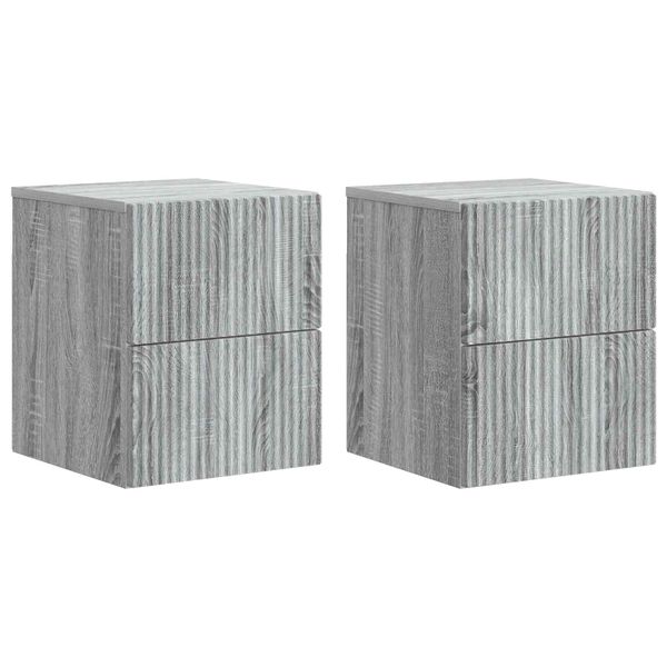 vidaXL Nástenná nočná skrinka 2 pcs Sivá sonoma 33 x 34,5 x 40 cm