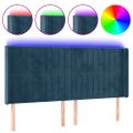 vidaXL Čelo postele s LED tmavomodré 183x16x118/128 cm zamat