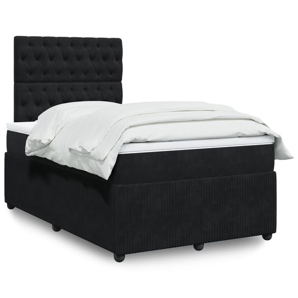 vidaXL Posteľný rám boxspring s matracom čierny 120x200 cm zamat
