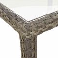 vidaXL Záhradný stôl 150x90x75 cm tvrdené sklo a polyratan sivý