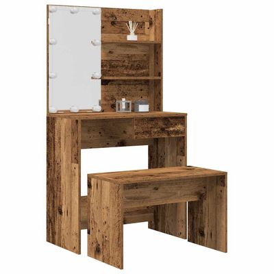 VidaXL súprava toaletného stolíka s LED diódou Old Wood