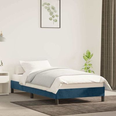 vidaXL Rám postele bez matraca tmavomodrý 90x200 cm zamat