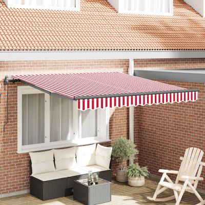 vidaXL Sklopná markíza Červená a Biela 300 x 250 cm Tkanina a hliník