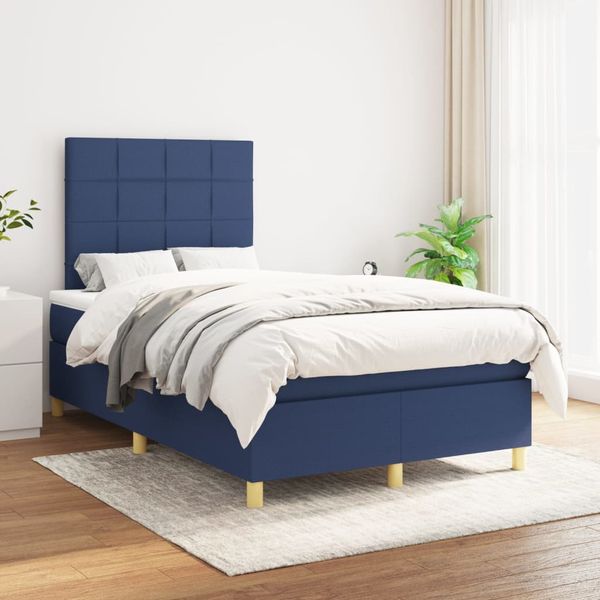 vidaXL Boxspring posteľ s matracom modrá 120x200 cm látka