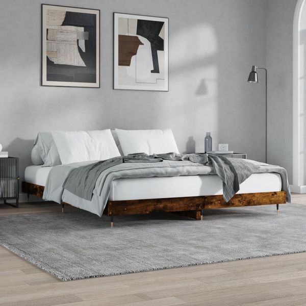 vidaXL Posteľný rám bez matraca dymový dub 160x200 cm kompozitné drevo