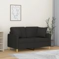 vidaXL 2-miestna pohovka s vankúšmi čierna 120 cm látka