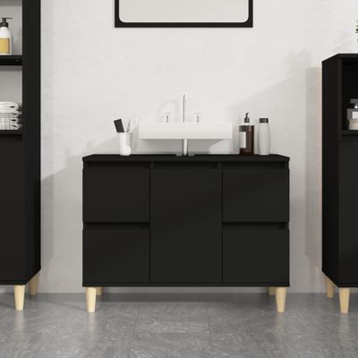 vidaXL Umývadlová skrinka čierna 80x33x60 cm kompozitné drevo