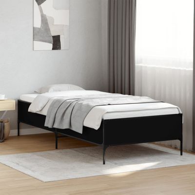 vidaXL Posteľný rám čierny 100x200 cm kompozitné drevo a kov