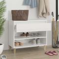 vidaXL Botník lesklý biely 70x36x60 cm spracované drevo