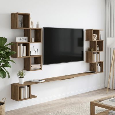 vidaXL Nástenná polica na TV Dub artisan 180 x 15 x 94 cm