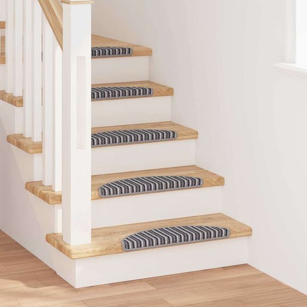 vidaXL Samolepiace schodové rohože 15 pcs Sivá 56 x 17 x 3 cm
