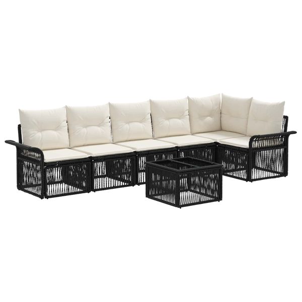 vidaXL Súprava záhradných pohoviek 7 pcs Čierna polyratan