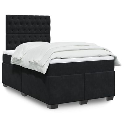 vidaXL Posteľný rám boxspring s matracom čierny 120x200 cm zamat