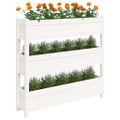 vidaXL Kvetináč biely 112x25x104,5 cm borovicový masív