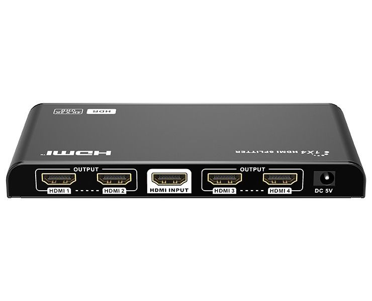 XtendLan HDMI distribučný rozbočovač, 1 vstup / 4 výstupy, 4k@60Hz Rozbočovač, HDMI, 1 vstup, 4 výstupy, podpora 4k@60Hz