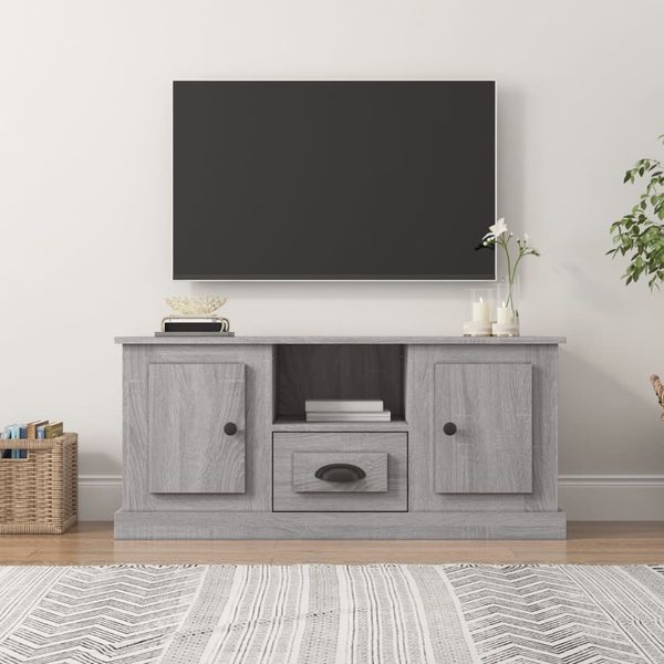 vidaXL TV skrinka sivý dub sonoma 100x35,5x45 cm kompozitné drevo