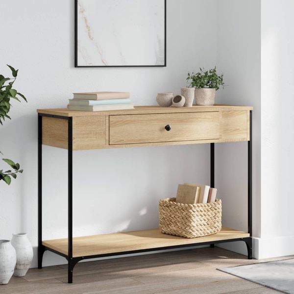 vidaXL Konzolový stolík dub sonoma 100x34,5x75 cm kompozitné drevo
