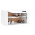 vidaXL Nástenný botník lesklý biely 70x35x38 cm spracované drevo