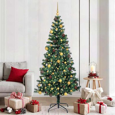 vidaXL Umelý predsvietený vianočný stromček Zelená 210 cm PVC a kov