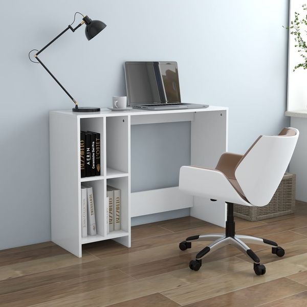 vidaXL Stôl na notebook, biely 102,5x35x75 cm, kompozitné drevo
