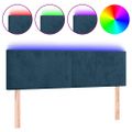 vidaXL Čelo postele s LED tmavomodré 144x5x78/88 cm zamat