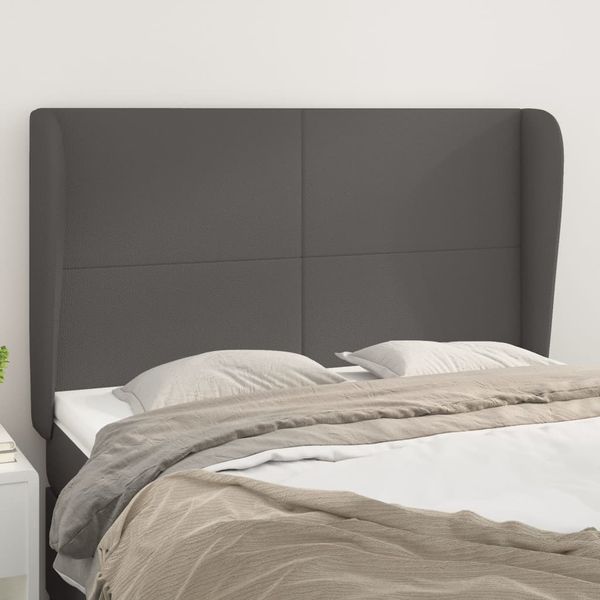 vidaXL Čelo postele so záhybmi sivé 147x23x118/128 cm umelá koža