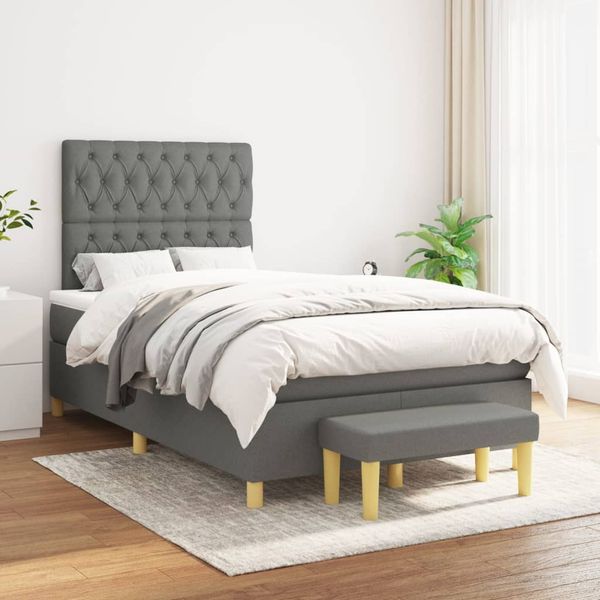 vidaXL Boxspring posteľ s matracom tmavosivý 120x200 cm látka