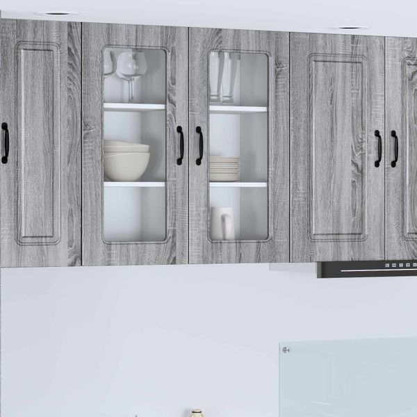vidaXL Dvierka na umývačku Kalmar 2 pcs Sivý Sonoma 40 x 31 x 80 cm