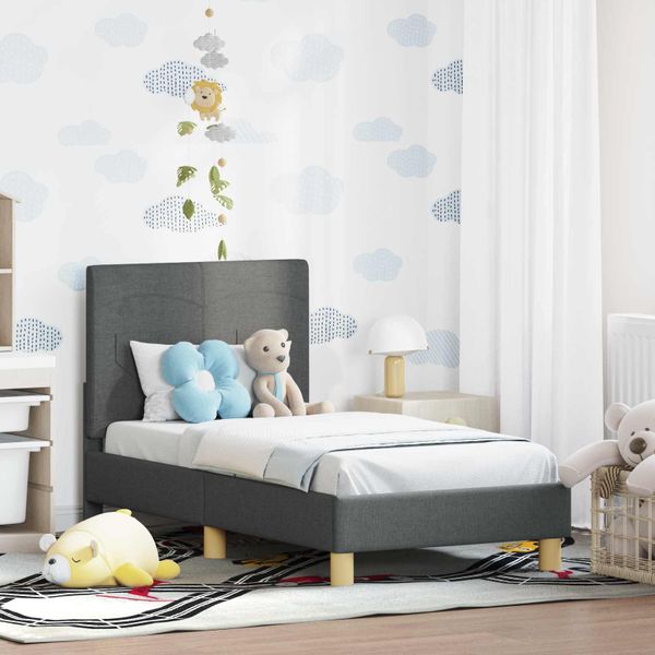 vidaXL Rám detskej postele s čelom Tmavo šedá 70 x 140 cm látka
