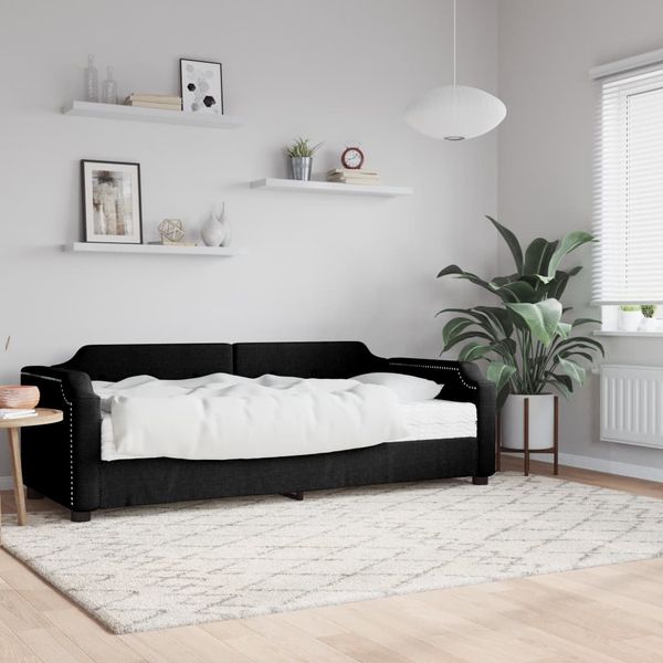 vidaXL Denná posteľ s matracom čierna 100x200 cm látka