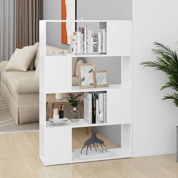vidaXL Knižnica deliaca stena biela 80x24x124,5 cm drevotrieska