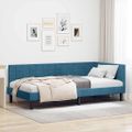 vidaXL Rohový rám postele s čelnou doskou Modrá 100 cm x 200 cm Zamat