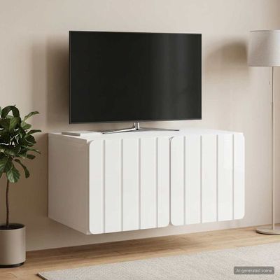 vidaXL Nástenná TV skrinka 59,5 x 41 x 30 cm Biela s vysokým leskom