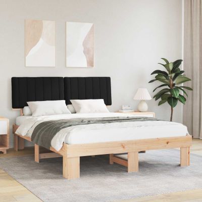 vidaXL Rám postele s čalúneným čelom Čierna 160 x 200 cm