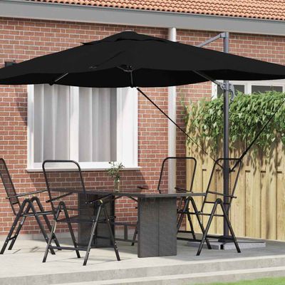 vidaXL Slnečník 351 x 250 x 260 cm Polyester a hliník Čierna