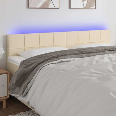 vidaXL Čelo postele s LED krémové 160x5x78/88 cm látka