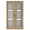 vidaXL Nástenný sklenený kabinet PORTO Remeselný dub 60 x 31 x 100 cm