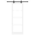 vidaXL Posuvné dvere Biela 83 x 232 cm Masívne borovicové drevo a sklo