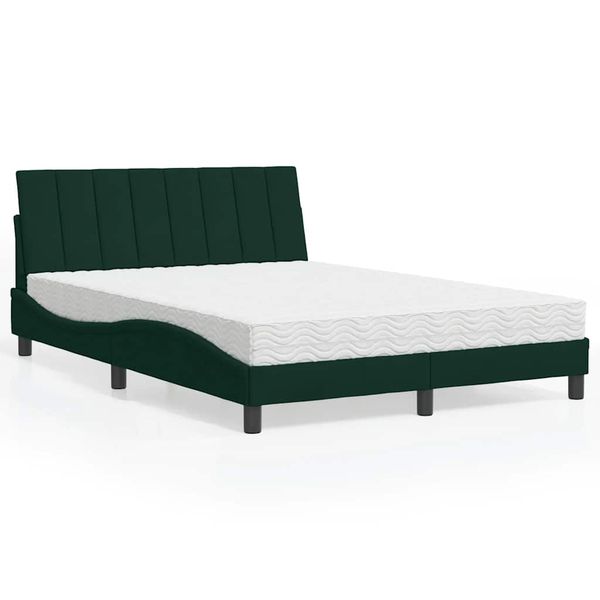 vidaXL Posteľ s matracom Hanko tmavozelený 140x200 cm zamat