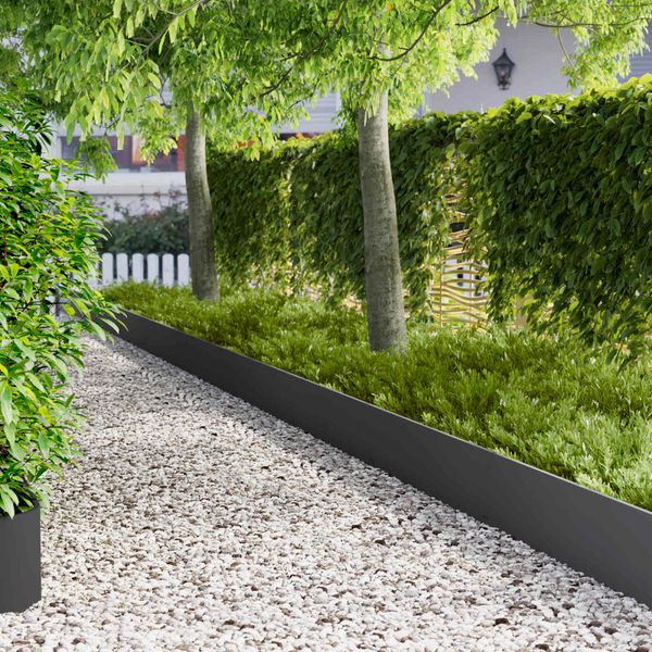 vidaXL Obrubník trávnika 10 pcs 103 x 30 cm Oceľ Čierna