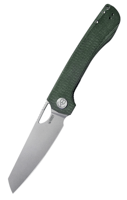 Kubey KU365E Elang vreckový nôž 10 cm, Bead Blasted, tmavozelená, Micarta, spona
