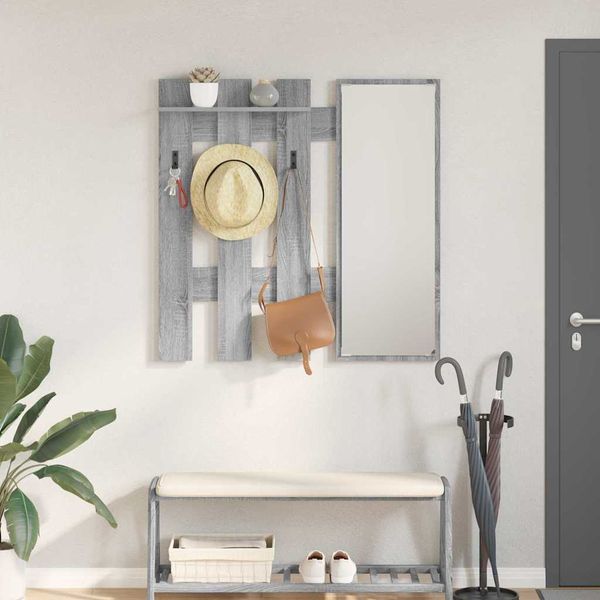 vidaXL Vešiak na stenu Sivý Sonoma 100 x 10 x 100 cm Kompozitné drevo