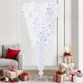 vidaXL Umelý vianočný stromček s 300 LED-i Biela 210 cm PVC a oceľ