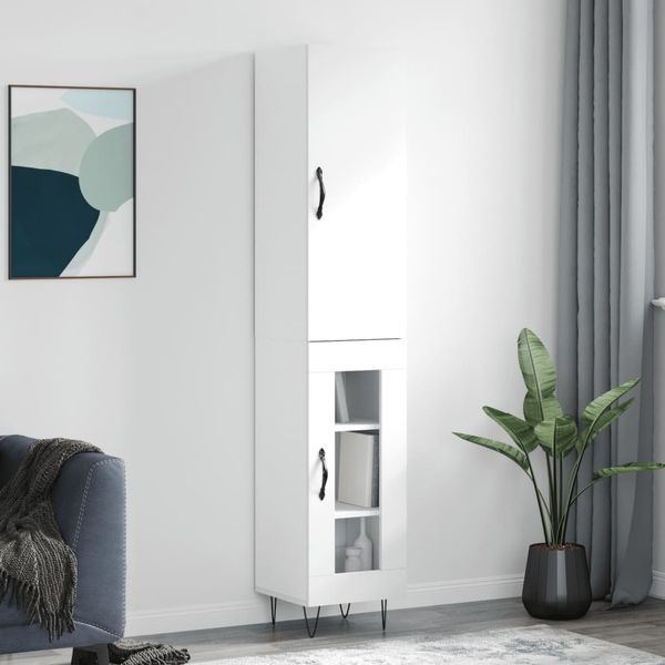 vidaXL Vysoká skrinka biela 34,5x34x180 cm spracované drevo