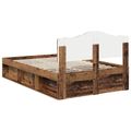vidaXL Rám postele Staré drevo 135 x 190 cm Masívne borovicové drevo