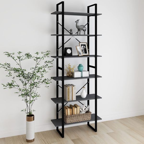 vidaXL Vysoký regál sivý 80x30x210 cm masívna borovica